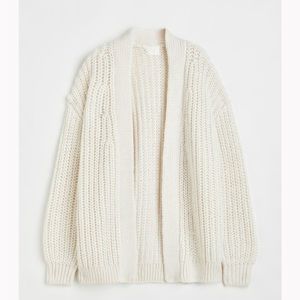H&M | Rib-knit cream Cardigan
